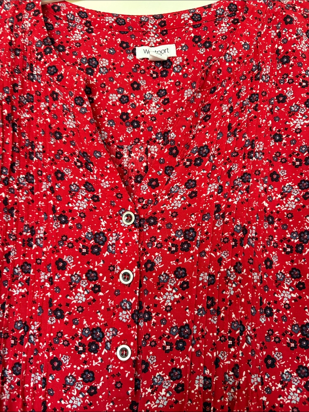 Westport Red Floral Button-Front Top - Picture 2 of 4